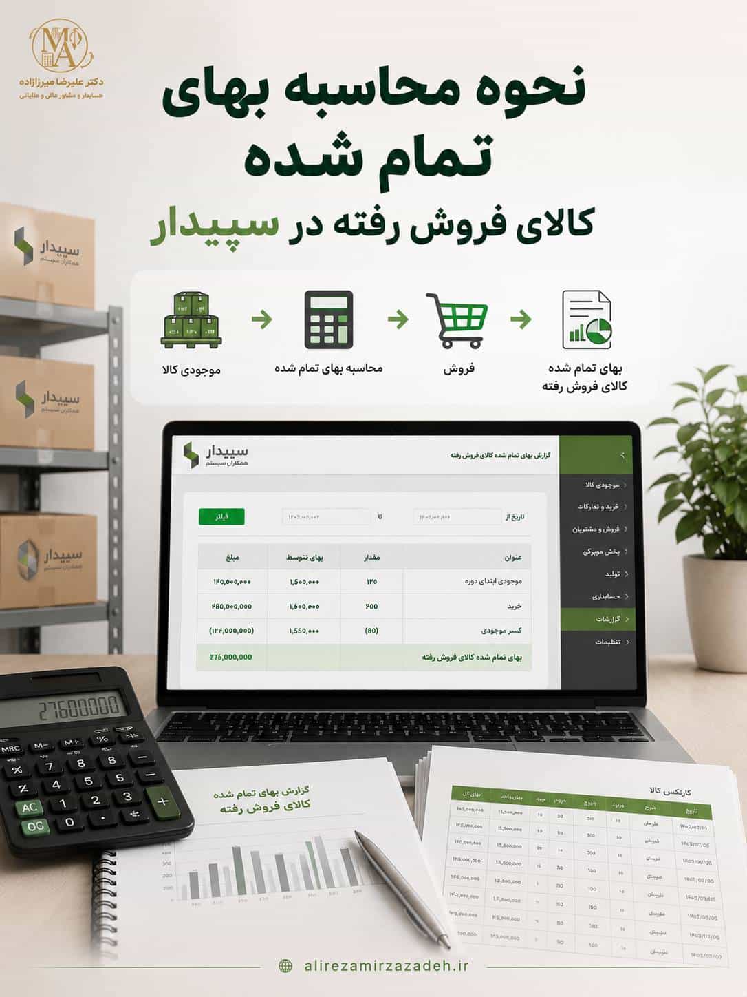 محاسبه بهای تمام شده در سپیدار